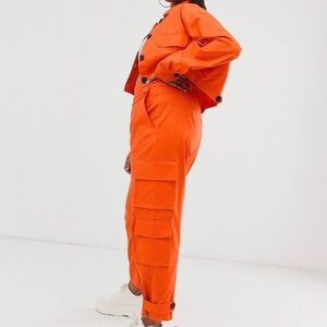 ASOS Bright Orange Cropped Button-Down Jacket and Pants